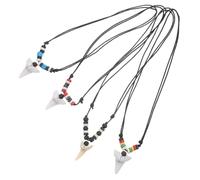 LIGIGWASH 4 Pièces Collier Dent de Requin Ajustable Bois et Acrylique pour Surfeurs Lot de Pendentifs Océaniques Homme Bijoux Été Résistants et Stylés