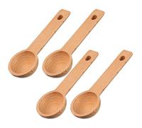 LIGIGWASH 4 pièces Cuillère à Café Bois Lot de Cuillères de Mesure Bois de Hêtre pour Grains Moulus Thé et Poudre Outil Précis et Robuste pour Préparation Café et Cuisine