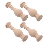 LIGIGWASH 4 Pièces Lot de 4 Fuseaux en Bois Dur Non Teinté 9,9 X 2,8 X 2,8 CM, Colonnes Décoratives Style Romain, Supports Robustes pour Meubles et Escaliers Intérieurs, Décorations Bois