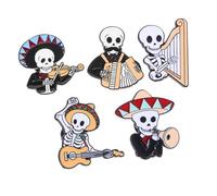 LIGIGWASH 5 Pièces Broches Crâne Émail Coloré Épingles Légères pour Vêtements Accessoires Mode Fête et Noël