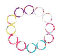 LIGIGWASH 6 paires Boucles Oreilles Créoles Colorées Argile Polymère Légères et Résistantes à Eau Bohémiennes Forme de C Style Vinyl avec Perles pour Femme Assortiment