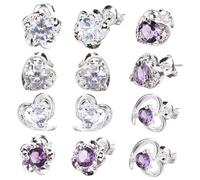 LIGIGWASH 6 paires Boucles Oreilles Zircone Forme de Cœur et Fleur pour Femmes Anti-allergiques Accessoires Élégants et Confortables pour Toutes Occasions