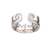 LIGIGWASH Bague Ouverte en Cuivre Bicolore Blanc et Rose Or, Anneau Ajustable Créatif pour Femmes, Présent Saint-valentin Original, Bijou Mode Élégant, pour Occasions Spéciales