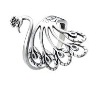 LIGIGWASH Bague Paon Vintage Réglable Pour Femme En Argenté Thaïlandais Anneau Large De Style Ethnique Bijoux Femme Bague De Mode Occasions Spéciales Accessoire Élégant
