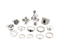 LIGIGWASH Bagues Bohémiennes Vintage Argenté Anneaux Rétro Superposables pour Femmes Bijoux Élégants pour et
