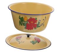 LIGIGWASH Bassin Émaillé Grand Volume avec Couvercle Casserole à Ragoût Émail Multifonction pour Cuisine Cuisson et Brûlure Cadeau Pratique pour Maison