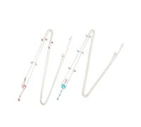 LIGIGWASH Bijoux De Corps Pour Femmes Chaîne De Taille Étincelante Pendentif En Acier Inoxydable Piercing Au Nombril Avec Chaîne De Ventre Bleu Et Rose Éclatant