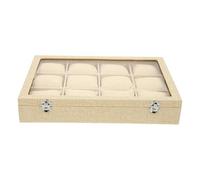 LIGIGWASH Boîte de Rangement pour Montres 12 Compartiments avec Coussins en Jute Coffret de Présentation Pratique et Décoratif pour Montres et Bijoux Organiseur Élégant pour Usage