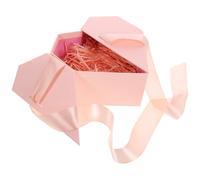 LIGIGWASH Boîte Présent de Cœur Moyenne 23x21x10 Cm en Papier Rose Pâle 20 G de Raphia Naturel, Emballage Présent Romantique pour Saint-valentin, Anniversaire et Mariage