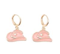 LIGIGWASH Boucles D’Oreilles Pendantes Chapeau Western Rose A2940Pk 1 Paire Boucles Cowgirl pour Femme Bijou Fantaisie Léger et Original Accessoire Mode Festival et Soirée