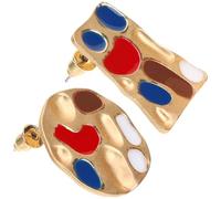 LIGIGWASH Boucles D'oreilles Asymétriques Artistiques pour Femmes, Finition Mat, Présent Créatif pour Peintres, Mode Originale, Style Palette de Peinture