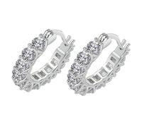 LIGIGWASH Boucles Oreilles Créoles Petites Zircon Argenté Légères et Élégantes pour Femmes Bijoux de Mariage et Cadeau Mode