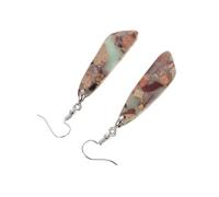 LIGIGWASH Boucles Oreilles Pendantes Pierre Naturelle Rétro pour Femmes Légères et Durables Design Géométrique Unique pour Fête et Usage Quotidien