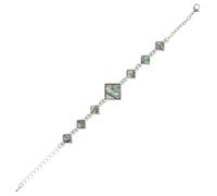 LIGIGWASH Bracelet Abalone Coloré avec Maillons Géométriques Rhombus Réglable avec Chaîne Extension Bijou Coquille Naturel pour Femme Mariage Plage et Tenue