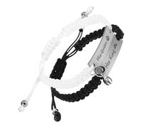 LIGIGWASH Bracelet Couple Magnétique en Acier Inoxydable Corde Tressée Noire et Blanche Pendentif Cœur Aimanté Duo Bracelets pour Lui Idée Présent Saint-Valentin et Anniversaire