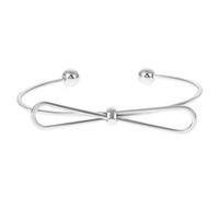 LIGIGWASH Bracelet Jonc Femme Ouvert Métal Argenté à Nœud Découpé Réglable et Élégant pour Soirées Fêtes et Usage Quotidien