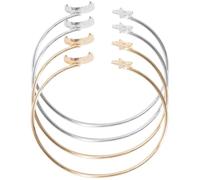 LIGIGWASH Bracelet Manchette Lune Étoile Réglable 4 Pcs Métal Doré Et Argenté Femme Accessoires Mode Ouverture