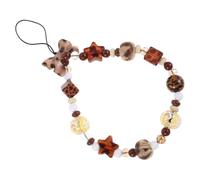 LIGIGWASH Bracelet Porte-clés pour Téléphone Portable Vintage Perles Imprimé Léopard, Chaînette Anti-perte Esthétique, Breloque Dragonne Confortable pour Voyages et Activités Extérieures