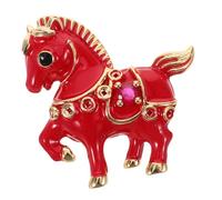 LIGIGWASH Broche Année du Cheval : Broche Cheval du zodiaque chinois 2026 - - Bijou Feng Shui avec strass pour la Fête du Printemps - Style 2