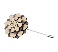 LIGIGWASH Broche En Bois Boutonnière Fleur Artisanale Épingles Hommes Motif Soleil Pin's Long Polyvalent Tenue Formelle Accessoire Homme Classique Élégant