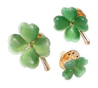 LIGIGWASH Broche Four-leaf Clover Petite Taille Verte, Épingle Décorative en Métal, Fermoir Sécurisé pour Cardigan Robe Chemise, Accessoire Chance Quotidien, Lot de 3 Tailles (grand, Moyen,