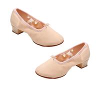 LIGIGWASH Chaussures de Danse Femme à Talon Bas Semelle Antidérapante Souples et Durables pour Ballet Yoga et Spectacle sur Scène Couleur Abricot