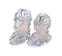 LIGIGWASH Chaussures de Danse Latine Paillettes Argentées Antidérapantes Semelle Ronde pour Ballet et Danse Contemporaine