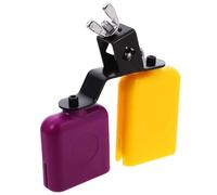 LIGIGWASH Cloche de Vache Double Ton Aigu et Grave, Accessoire Percussion Bois Jaune et Violet, Bloc de Tambour Professionnel Compatible Supports Batterie, Instrument Sonore pour Musique