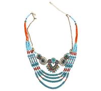 LIGIGWASH Collier Bohème Vintage en Perles Plastiques Fait Main pour Femme Style Ethnique Multicolore Chaîne Légère Bijou Artisanal Fête Mariage et Tenue Quotidienne