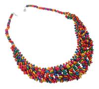 LIGIGWASH Collier Ethnique pour Femme Perles en Bois Colorées Style Bohème à Franges Longueur Ajustable Bijou de Cou Délicat et Vibrant Accessoire Polyvalent pour Tenue Quotidienne
