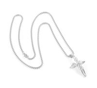 LIGIGWASH Collier Homme Ange Acier Inoxydable avec Pendentif Prière Garçon Chaîne Unisexe Confortable pour Toutes Occasions