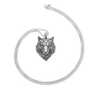 LIGIGWASH Collier Loup Viking Acier Inoxydable Pendentif Élégant et pour Hommes et Femmes Unique Décoloration pour Usage et Fêtes