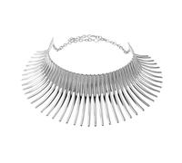 LIGIGWASH Collier Ras Du Cou à Grosses Épines Argenté En Métal Pour Femmes, Accessoire De Cou Exagéré, Chaîne De Clavicule Courte, Style Africain, Bijou Unique, Taille Ajustée