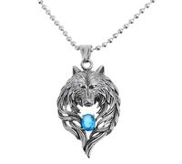 LIGIGWASH Collier Tête de Loup Acier Inoxydable pour Homme Accessoire Européen Rock Urbain avec Chaîne Pendentif Masculin pour Cadeau et Usage Quotidien