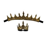 LIGIGWASH Couronne de Roi Vintage en Mousse Pu 3d, Design Médiéval Noble, Lot de 2 Couronnes Ajustables pour Homme, Accessoires de Déguisement et Fête, Costume Cosplay Adulte