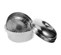 LIGIGWASH Cuiseur Vapeur Micro-ondes Acier Inoxydable avec Bol pour Riz et Buns Cuiseur Compact Facile à Nettoyer avec Poignées pour Cuisson Express et Rangement Pratique