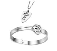 LIGIGWASH Ensemble de Bijoux pour Couple Saint-Valentin - Bracelet Chic en Acier Titane Pendentif Cœur et Clé Collier Délicat Femme Coffret Couple Romantique - Bijoux Décoratifs Fête