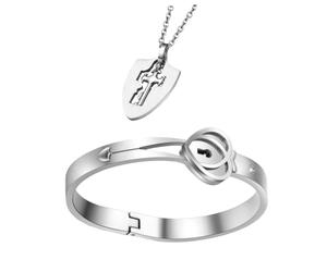 LIGIGWASH Ensemble de Bijoux pour Couple Saint-Valentin - Bracelet Chic en Acier Titane Pendentif Cœur et ollier Délicat Femme Coffret Couple Romantique - Bijoux Décoratifs Fête