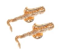 LIGIGWASH Épingle Musicale Saxophone 2pcs en Alliage Doré, Épingle de Revers pour Paquet et Foulards, Design Unique pour Orchestre et Performances Musicales