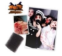LIGIGWASH Éponge de Maquillage Effet Cicatrice Halloween Mousse Pore Fine Noire pour Blessures Réalistes Outil Portable pour Maquillage Carnaval Adulte