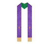 LIGIGWASH Étole de Pasteur Réversible Brodée avec Croix et Franges Châle Double Face pour Mariage Écharpe Sacerdotale Élégante pour Cérémonie Religieuse Féminine