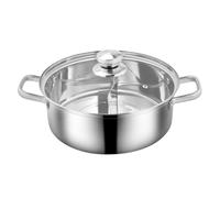 LIGIGWASH Faitout Inox Double Poignées Marmite Induction Épaisse pour Soupe et Hot Pot Multifonction Cuisine Familiale