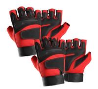LIGIGWASH Gants Demi-Doigts de Fitness Antichoc et Antidérapants pour Homme Protection Renforcée Paumes Respirants et Élastiques Rouge Adaptés Escalade Musculation et