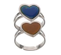 LIGIGWASH Lot de 2 Bagues D'humeur Ajustables à Changement de Couleur de Cœur, Acier Inoxydable, Anneaux Thermiques Féminins pour Usage Quotidien et Présent, Taille Réglable