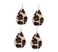 LIGIGWASH Lot de 2 Paires Boucles D'oreilles Pendantes de Larme Imprimé Léopard, Style Ethnique, Cuir Pu Souple, pour Femmes, Accessoire Mode Quotidien et Soirée, Couleur une E0061