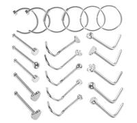 LIGIGWASH Lot De 21 Piercings De Nez En Acier Inoxydable Argentés, Bijoux Piercing Corporel, Anneaux De Nez Cerceau Pour Femmes, Accessoires De Fête Élégants Et Polyvalents, Taille Standard