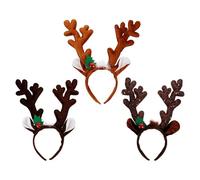 LIGIGWASH Lot de 3 Bandeaux de Noël de Bois de Cerf Couleurs Profond Café Jaune Brun et Paillettes Accessoires Festifs pour Fêtes de Noël et Jeux de Rôle Bandeaux Légers et Confortables