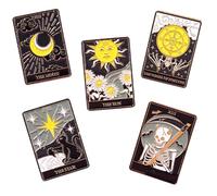 LIGIGWASH Lot de 5 Broches Tarot en Émail Métal, Épingles à Chapeau Décoratives, Accessoires Mode Femmes, pour Vêtements, Foulards et Paquet, Design Créatif et Solide, Taille Standard
