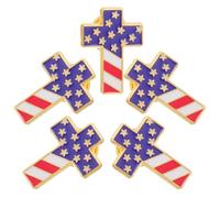 LIGIGWASH Lot de 5 Épinglettes Drapeau Américain en Alliage, Forme Croix Patriotique, Finition Polie, Petites Broches pour Hommes et Femmes, Accessoires pour 4 Juillet, Fête