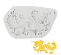 LIGIGWASH Moule en Silicone Dragon Chinois pour Gâteau et Dessert Soi-même, Moule Antiadhésif Gris, Flexible pour Chocolat, Fondant et Pâtisserie Maison, Outil de Cuisson Créatif